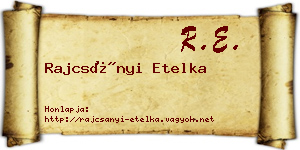 Rajcsányi Etelka névjegykártya