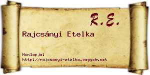 Rajcsányi Etelka névjegykártya